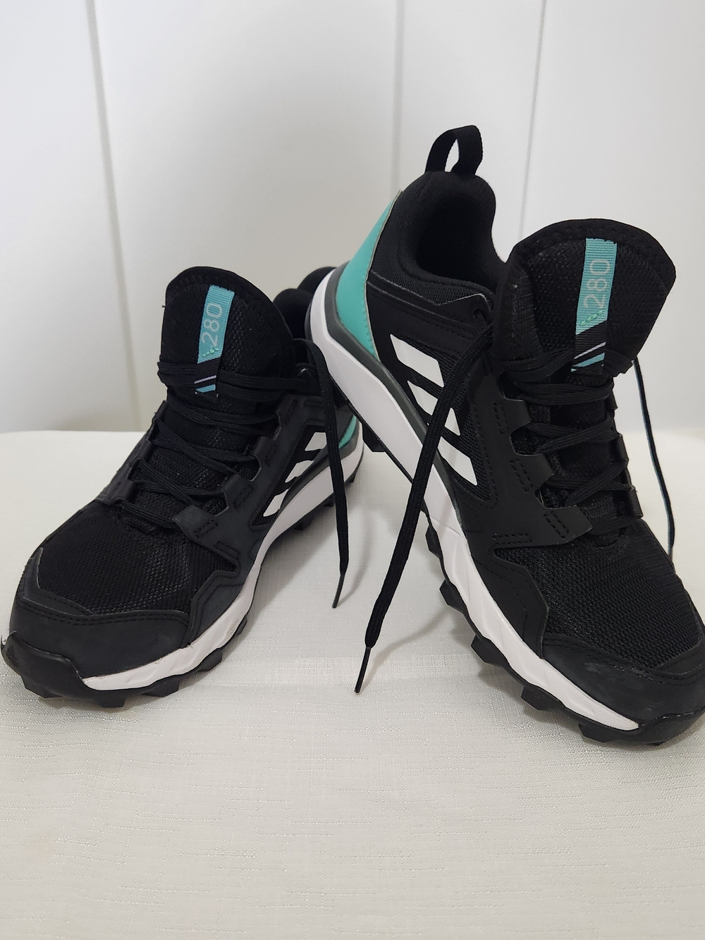 Adidas Terrex Black Trail Sneakers with Teal Accents